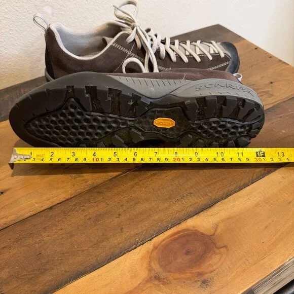 Mens 11.5 Scarpa Mojito Dark Brown Shoes Suede-Leather White-Stitch Lace Sporty - Picture 12 of 13